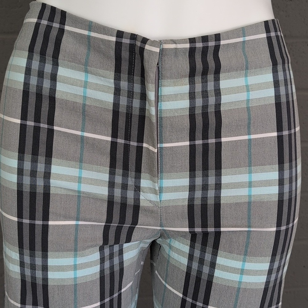 Burberry London Blue/Gray/Black Nova Check‎ Plaid Cotton Pants Size 6 - Picture 7 of 13